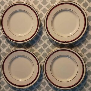 Stoneware Elegant Red and Cream Dinner Plate Set of 4